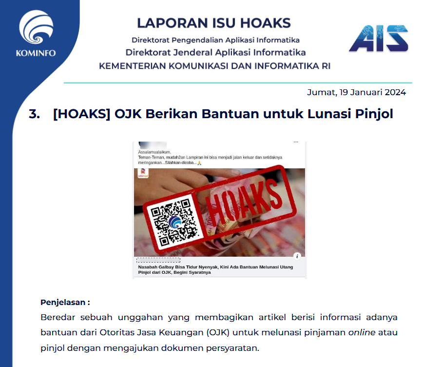 Isu Hoaks 19 Januari 2024