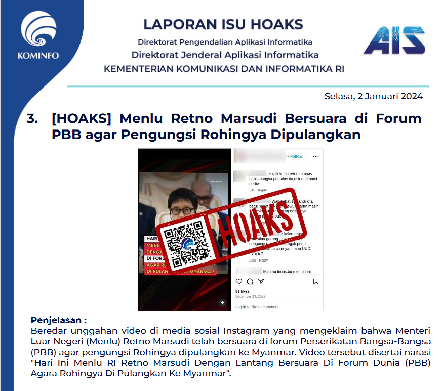 Isu Hoaks 2 Januari 2024