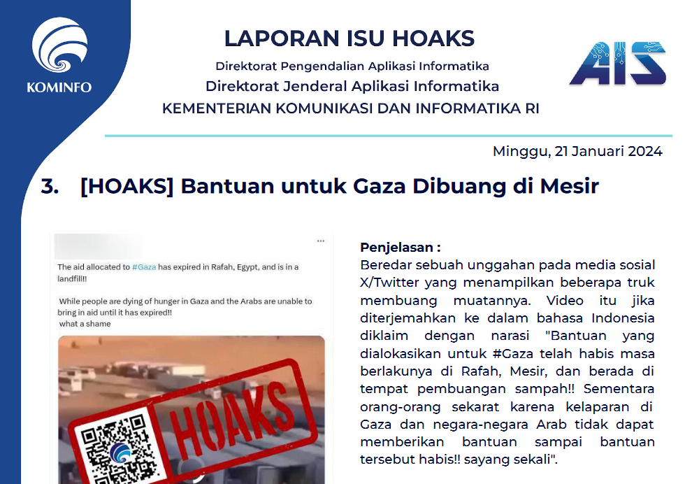 Isu Hoaks 21 Januari 2024