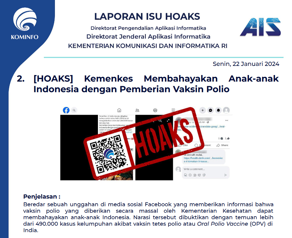 Isu Hoaks 22 Januari 2024