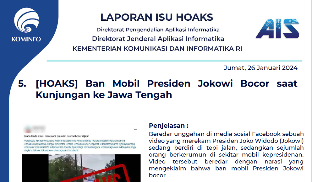 Isu Hoaks 26 Januari 2024