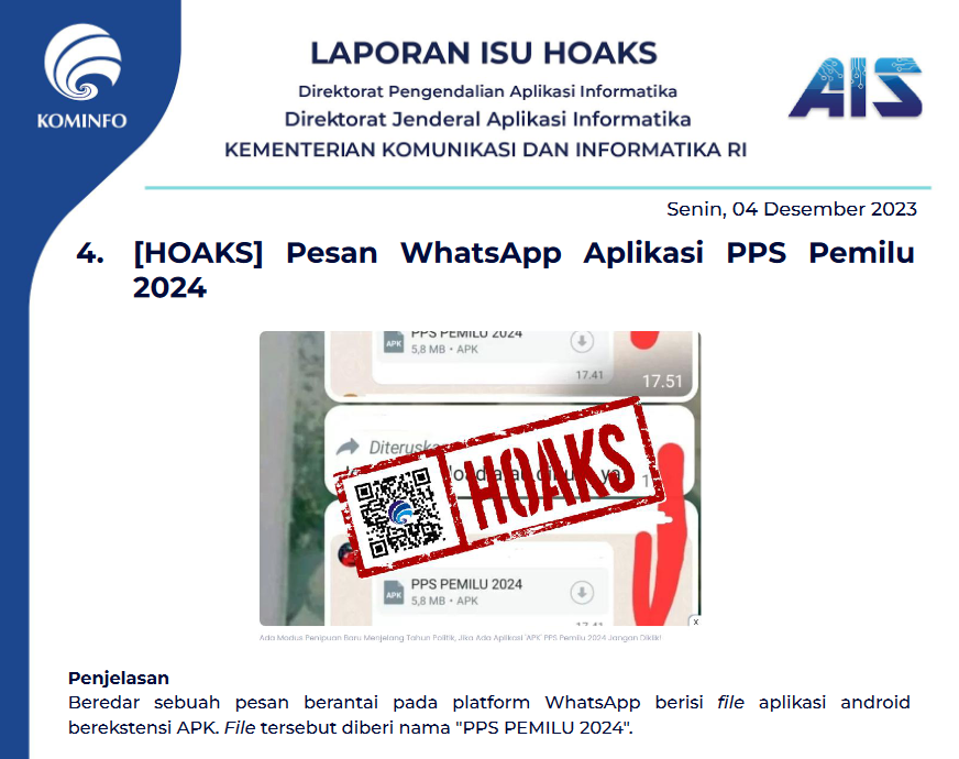 Isu Hoaks 4 Januari 2024