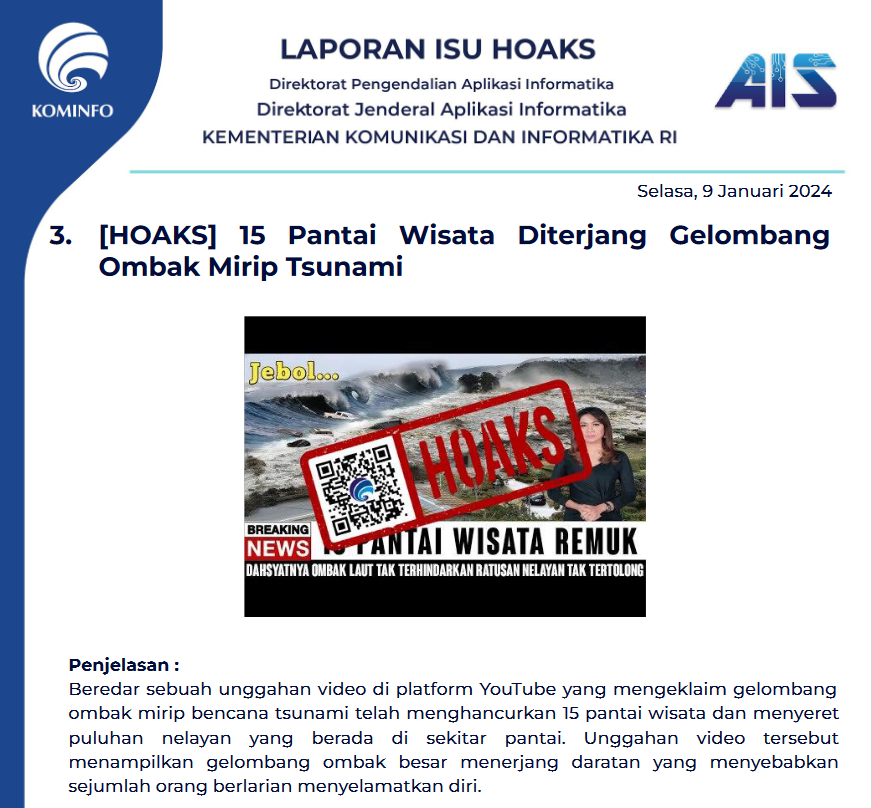 Isu Hoaks 9 Januari 2024