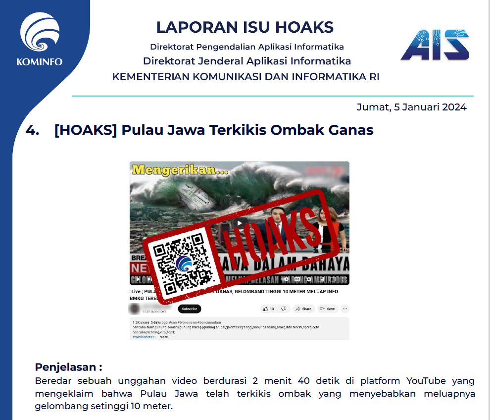 Isu Hoaks & Disinformasi 5 Januari 2024