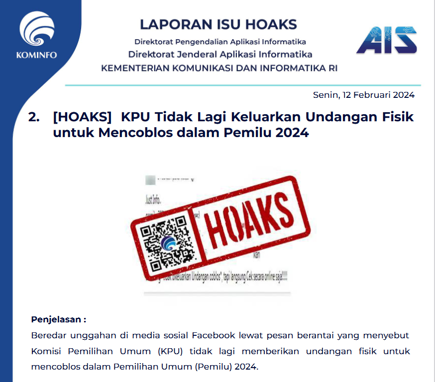 Isu Hoaks 12 Februari 2024