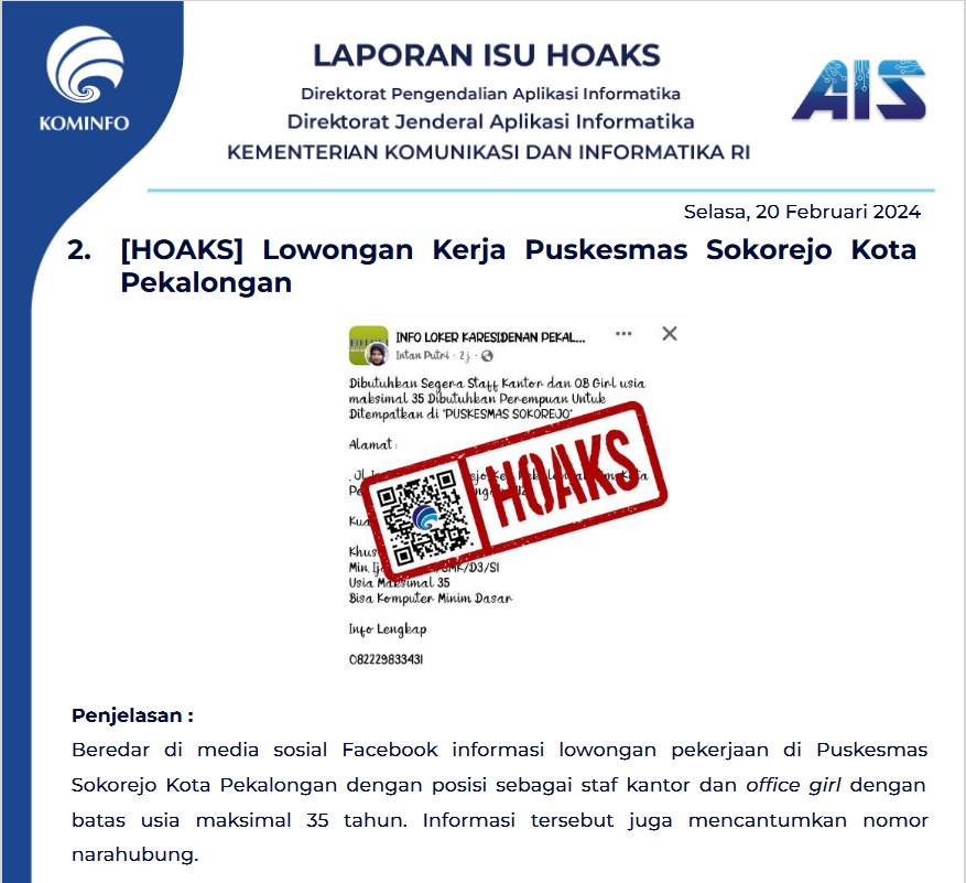 Isu Hoaks 20 Februari 2024