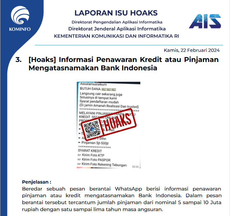 Isu Hoaks 22 Februari 2024