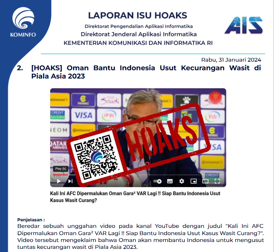 Isu Hoaks 31 Januari 2024