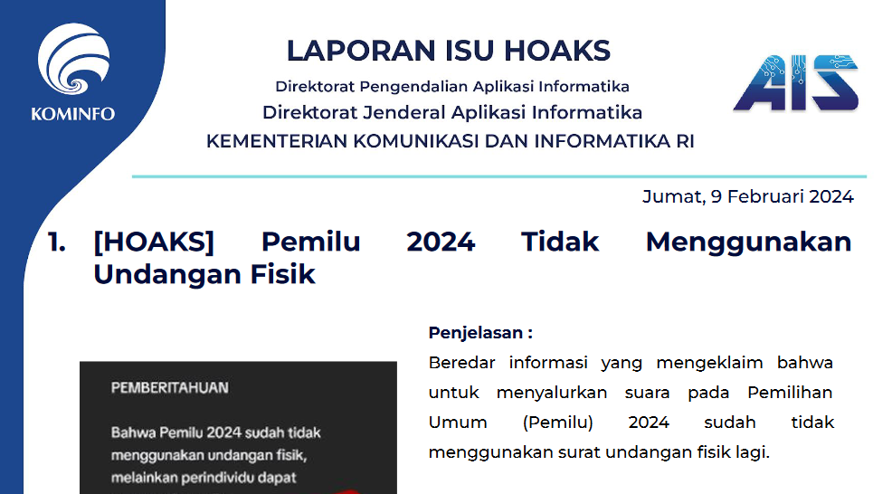 Isu Hoaks 9 Februari 2024