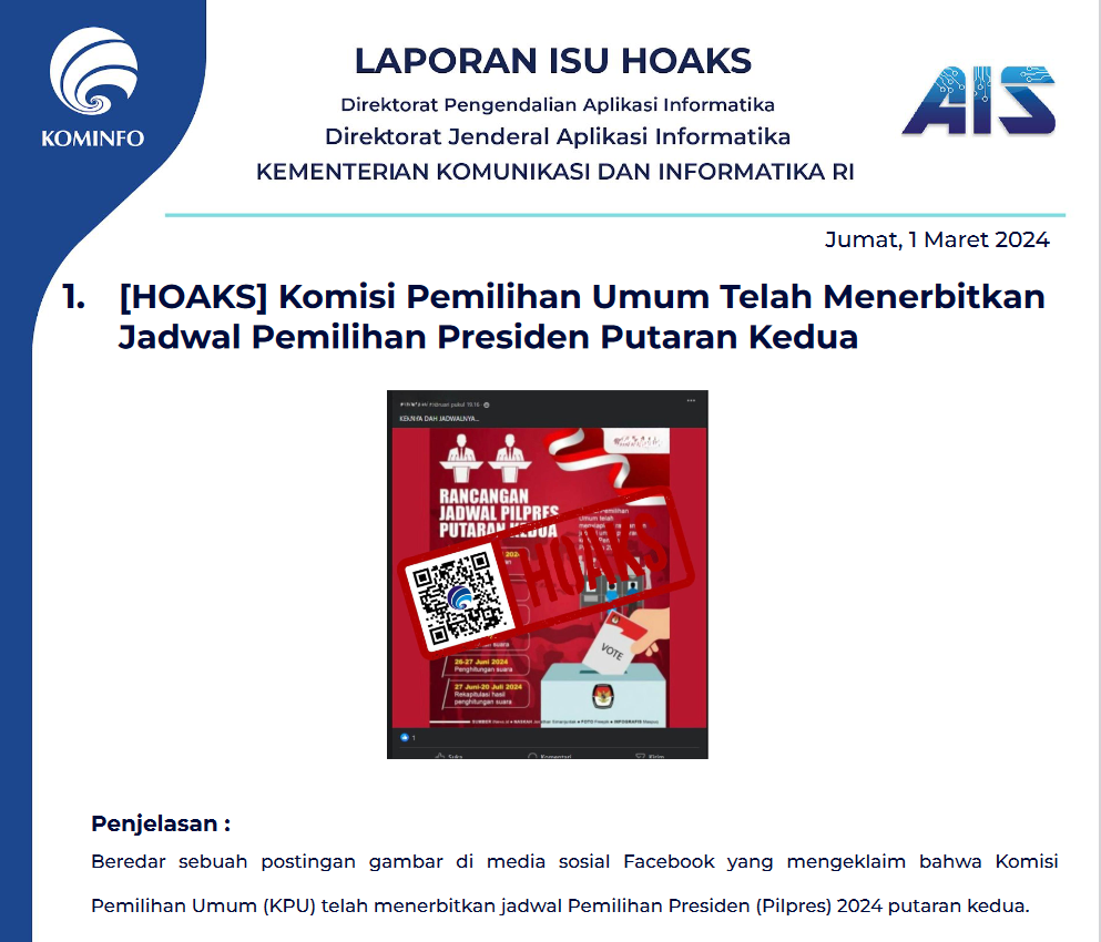 Isu Hoaks 1 Maret 2024