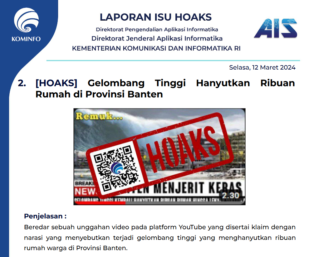 Isu Hoaks 12 Maret 2024