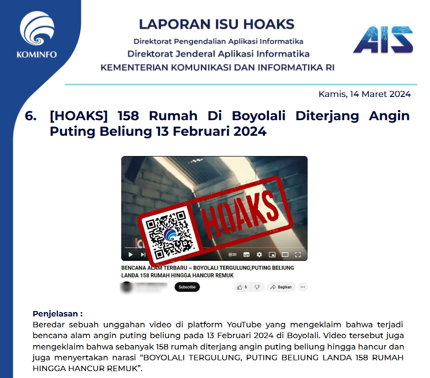 Isu Hoaks 14 Maret 2024