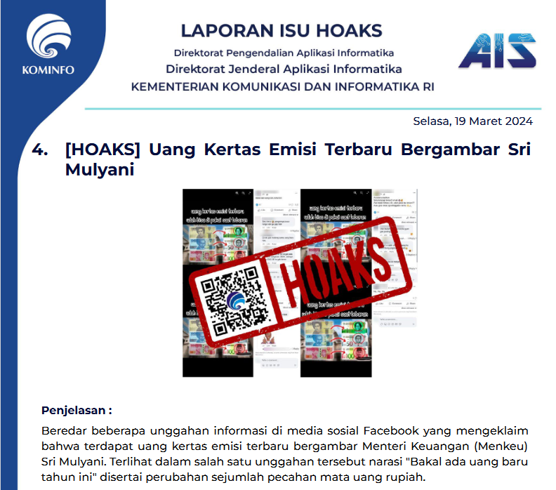 Isu Hoaks 19 Maret 2024