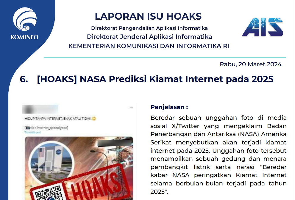 Isu Hoaks 20 Maret 2024