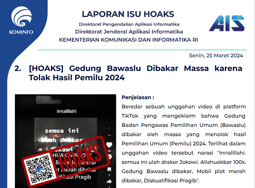Isu Hoaks 25 Maret 2024