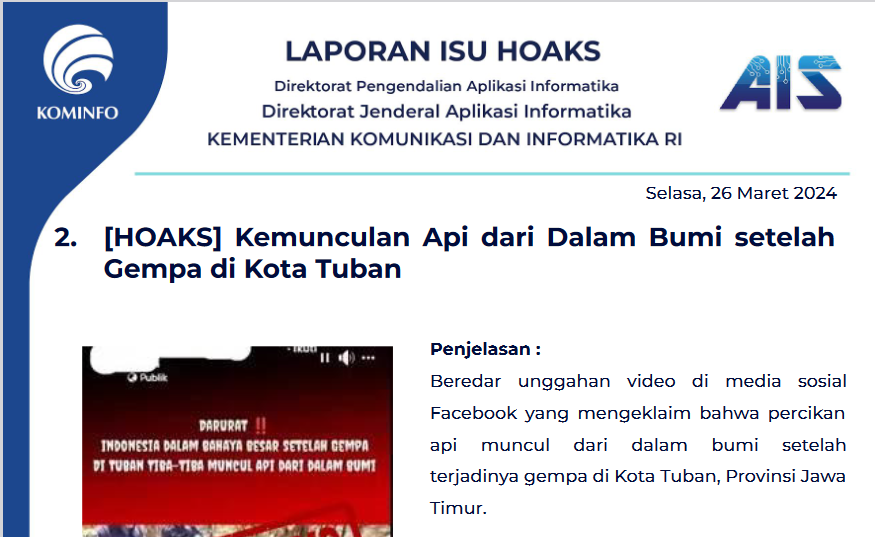 Isu Hoaks 26 Maret 2024