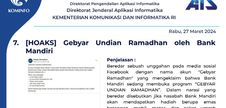 Isu Hoaks 27 Maret 2024