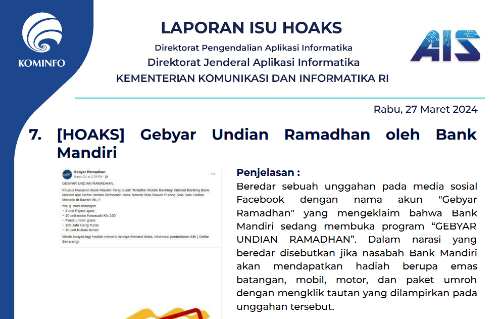 Isu Hoaks 27 Maret 2024