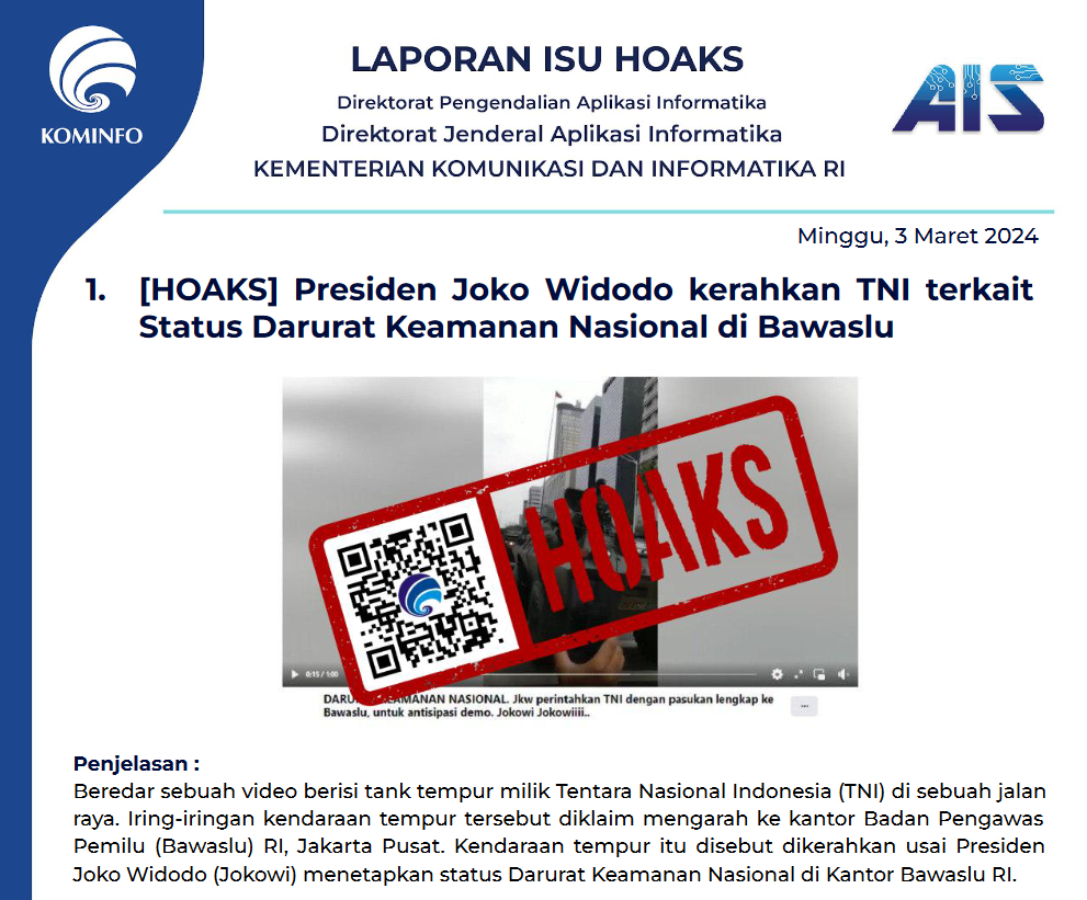 Isu Hoaks 3 Maret 2024