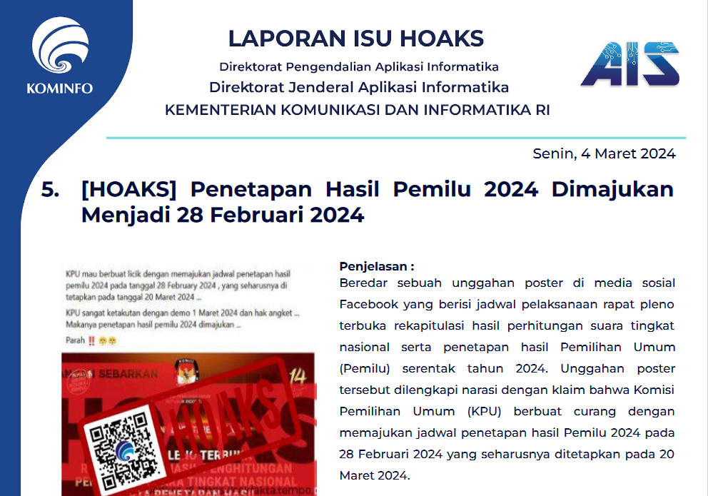 Isu Hoaks 4 Maret 2024