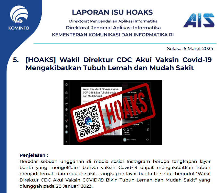 Isu Hoaks 5 Maret 2024