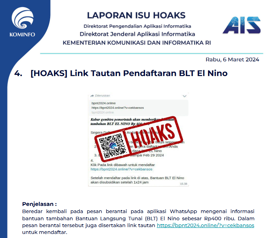 Isu Hoaks 6 Maret 2024