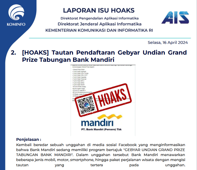 Isu Hoaks 16 April 2024