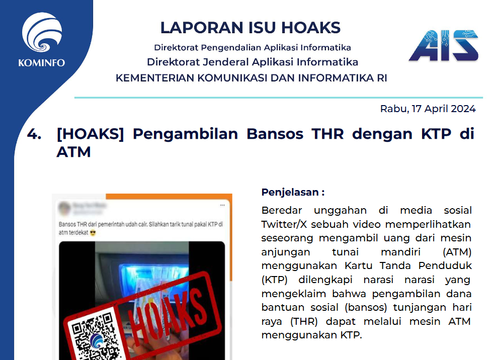 Isu Hoaks 17 April 2024