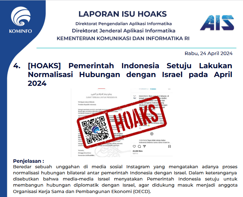 Isu Hoaks 24 April 2024