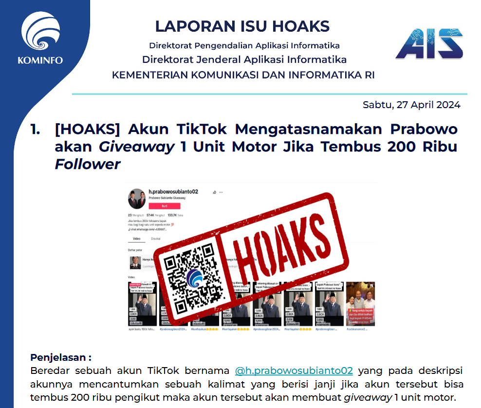 Isu Hoaks 27 April 2024