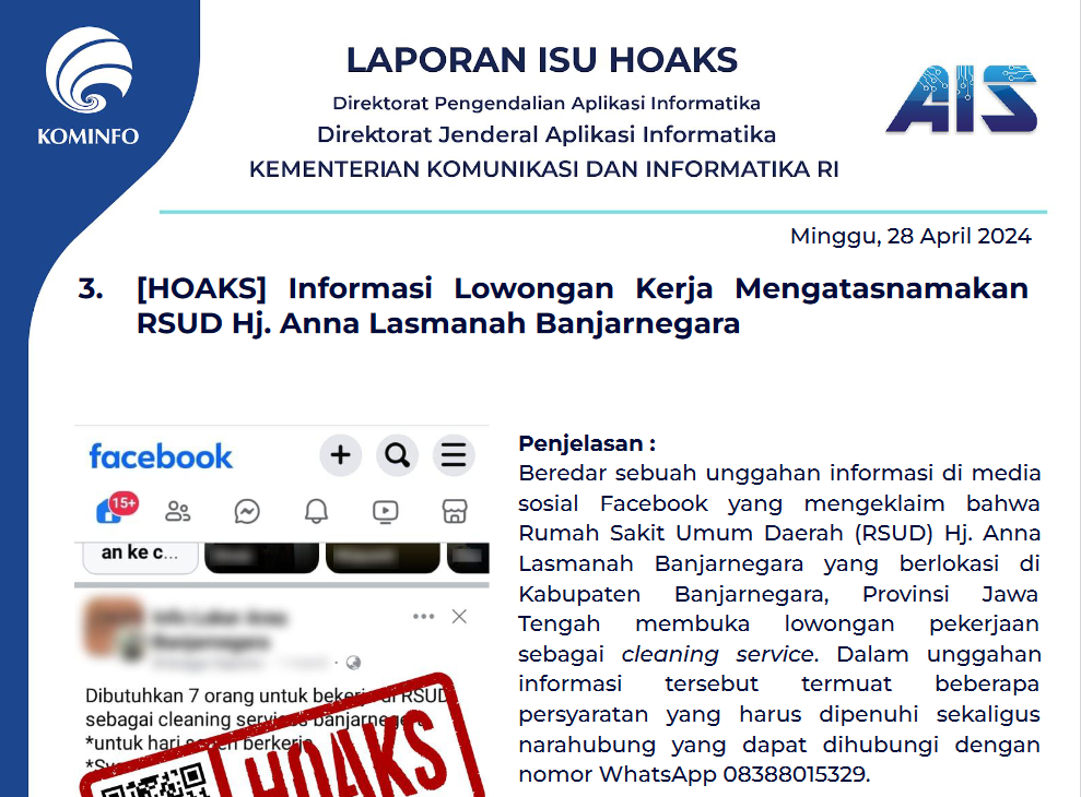 Isu Hoaks 28 April 2024