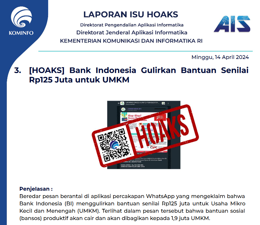Isu Hoaks & Disinformasi 14 April 2024