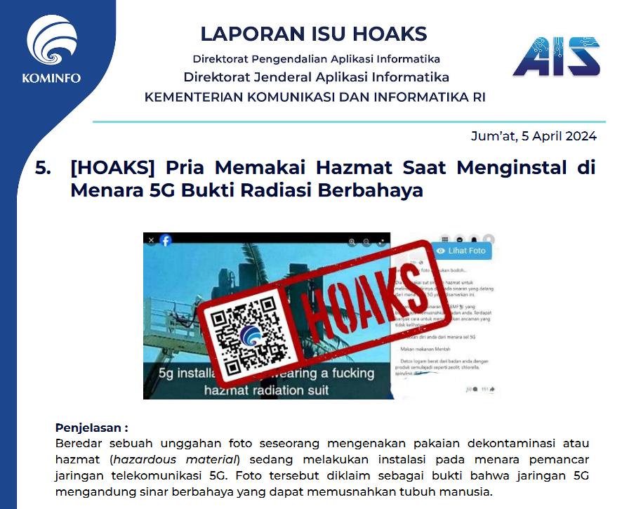 Isu Hoaks & Disinformasi 5 April 2024
