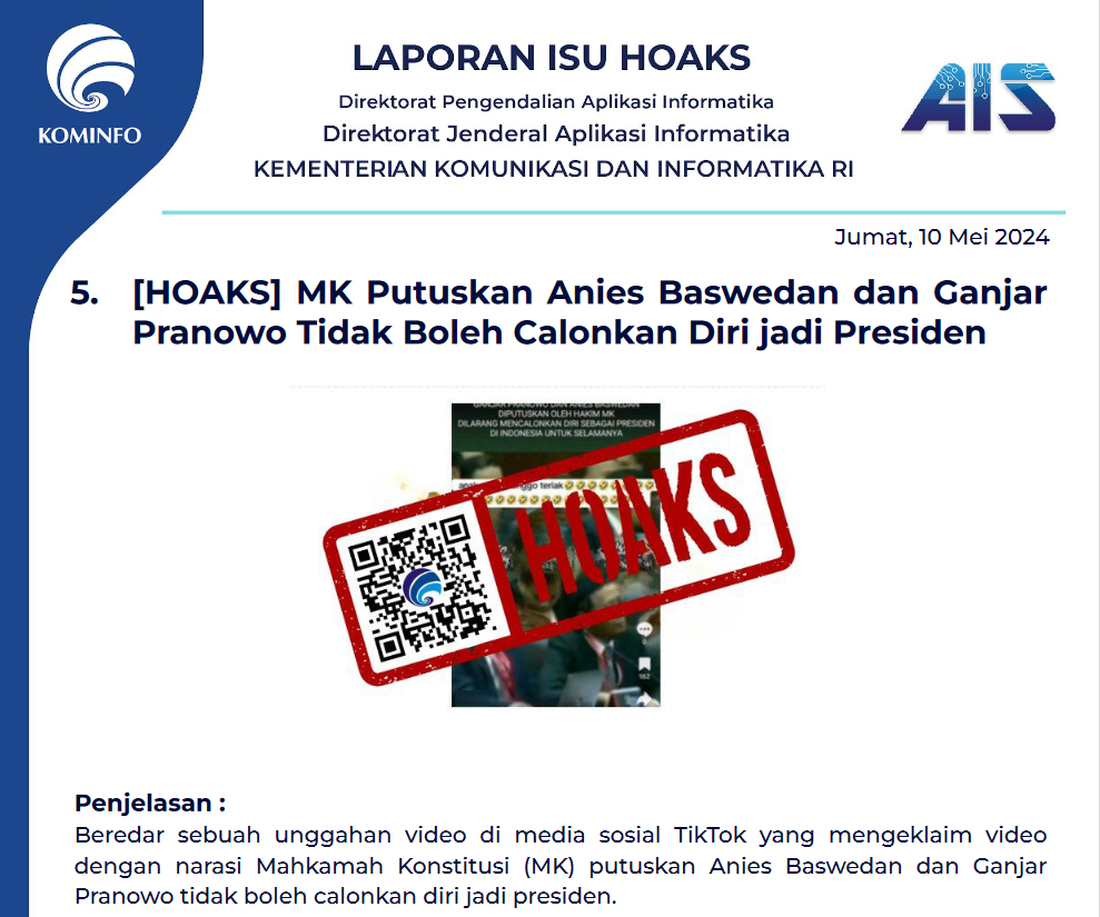 Isu Hoaks 10 Mei 2024