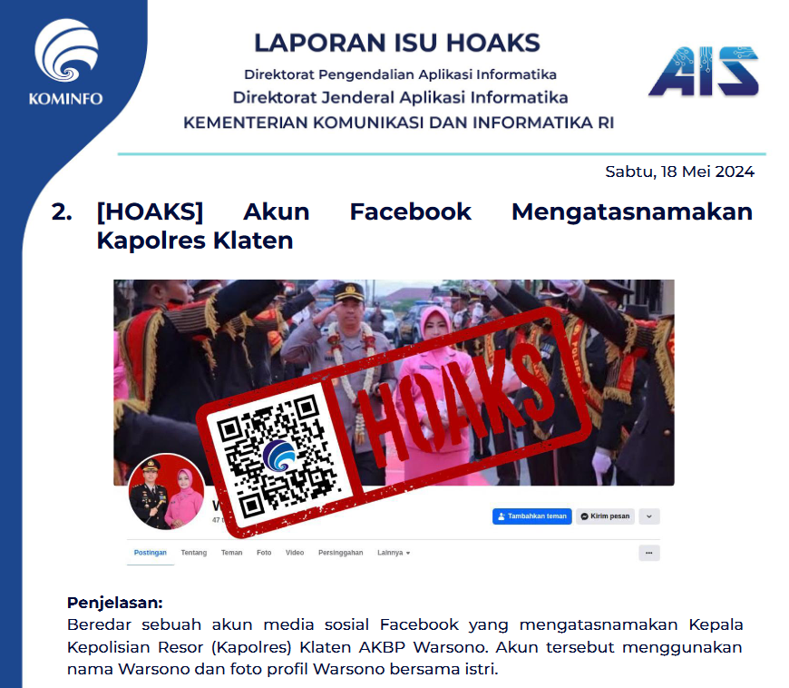 Isu Hoaks 18 Mei 2024