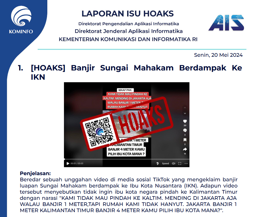 Isu Hoaks 20 Mei 2024