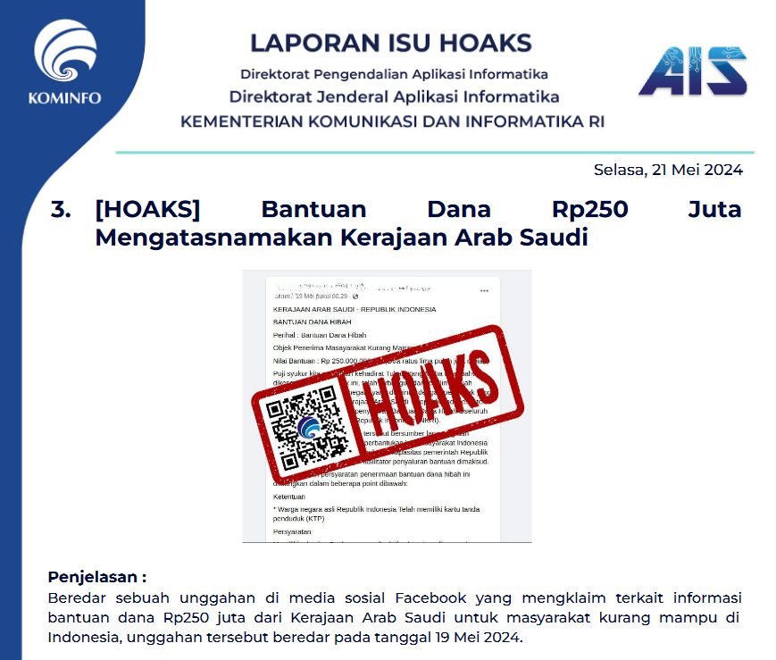 Isu Hoaks 21 Mei 2024