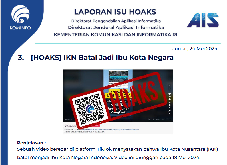Isu Hoaks 24 Mei 2024