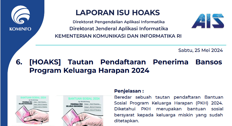 Isu Hoaks 25 Mei 2024
