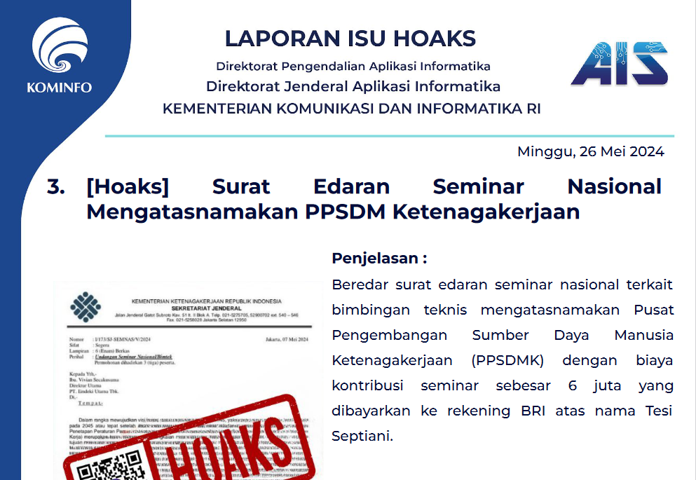 Isu Hoaks 26 Mei 2024