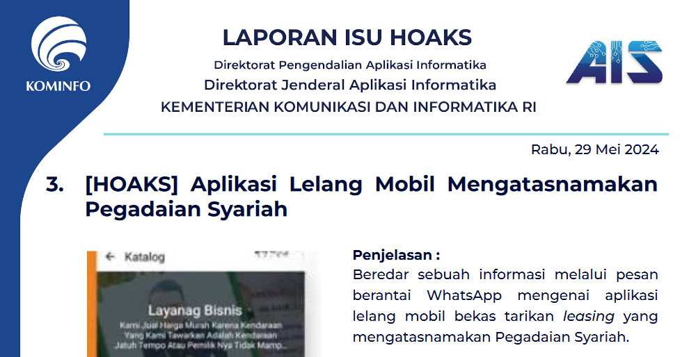 Isu Hoaks 29 Mei 2024
