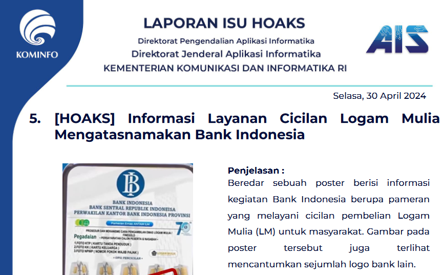 Isu Hoaks 30 April 2024