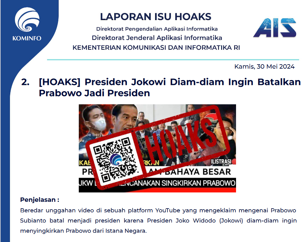 Isu Hoaks 30 Mei 2024