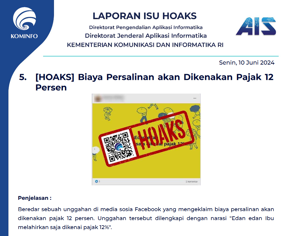 Isu Hoaks 10 Juni 2024