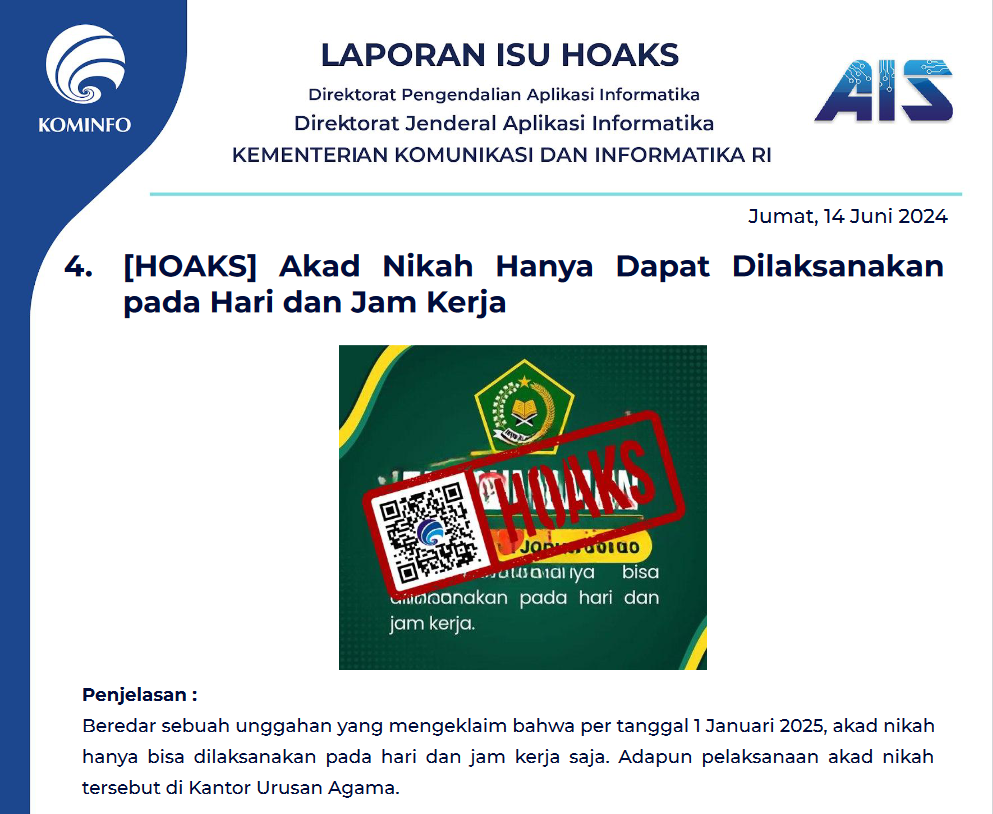 Isu Hoaks 14 Juni 2024