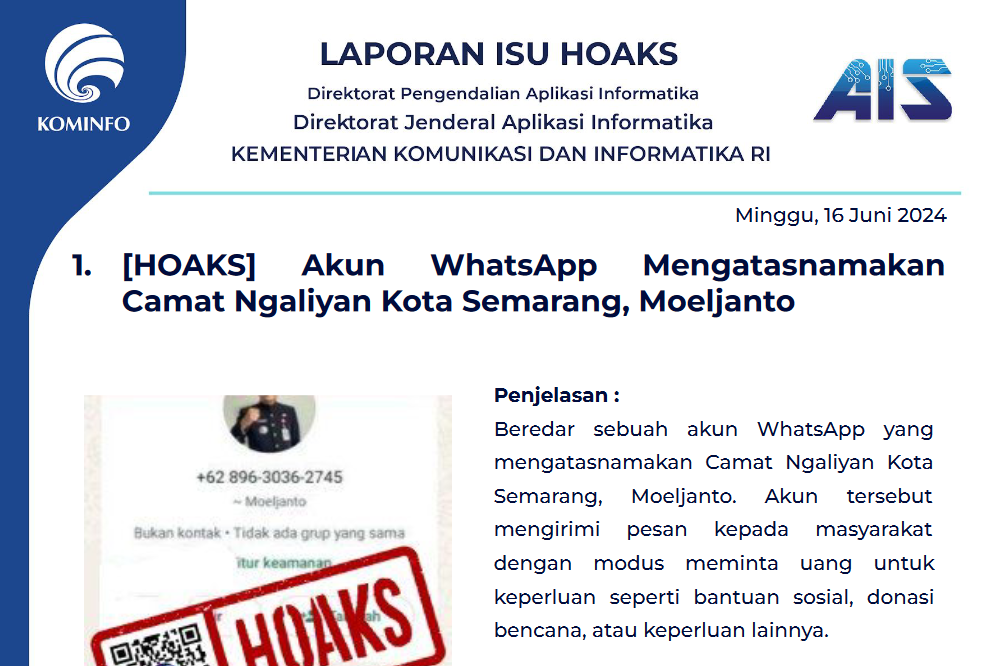 Isu Hoaks 16 Juni 2024