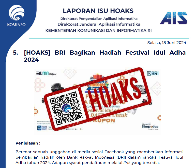 Isu Hoaks 18 Juni 2024