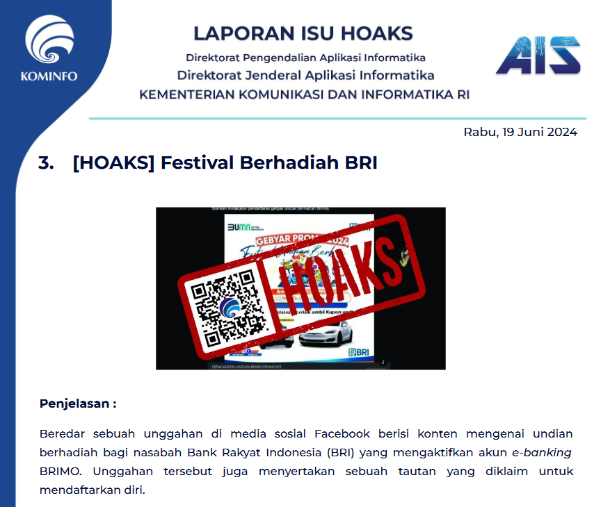 Isu Hoaks 19 Juni 2024