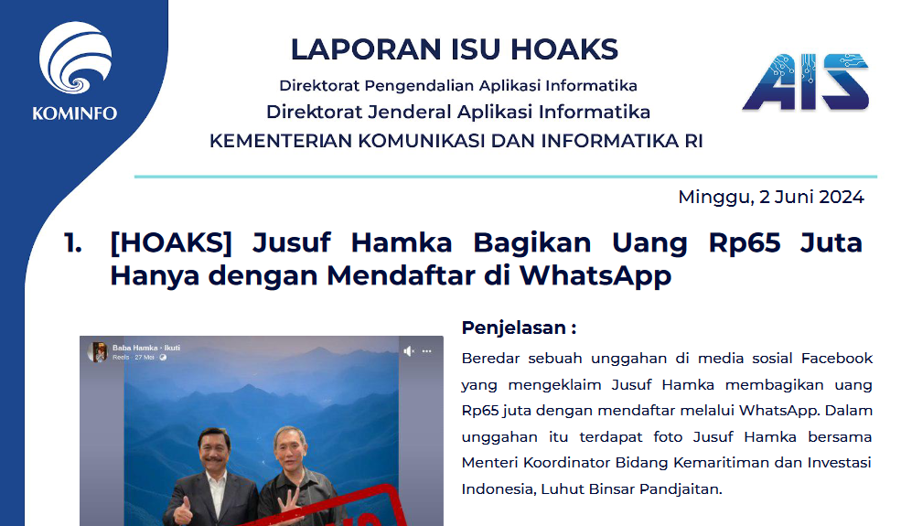 Isu Hoaks 2 Juni 2024