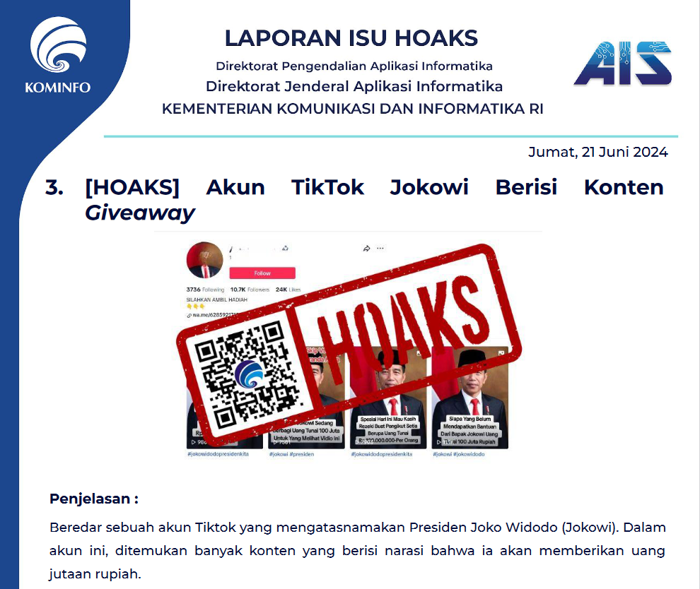 Isu Hoaks 21 Juni 2024